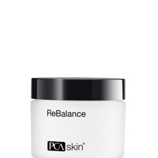 PCA Skin ReBalance moisturizing cream jar with black lid on white background.